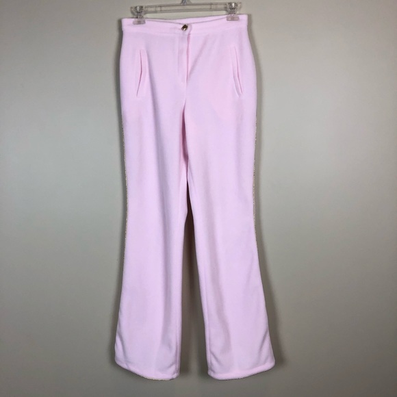MCM Fleece Gold Trim Pastel Pink Sweatsuit Pants - Picture 3 of 8